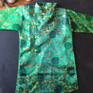Kimono iridescent child size 4 nwot emerald with pearl buttons